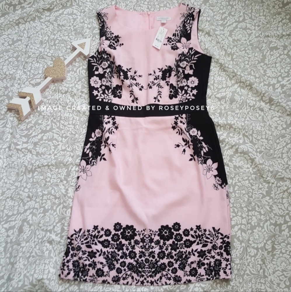 New York & Co Career Pink Floral Sheath Dress